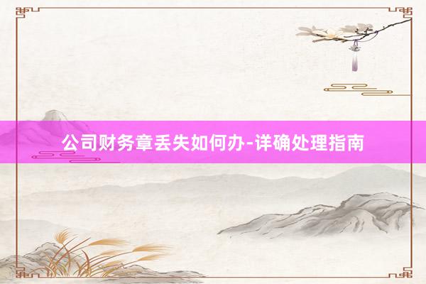 公司财务章丢失如何办-详确处理指南